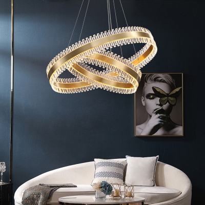 Golden Ring Hanging Light Fixtures Contemporary Metal and Glass Hanging Lights for Dining Room