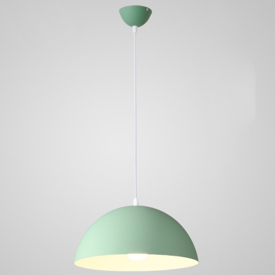 Metal Dome Shade Hanging Light Fixture Macaron Single Pendant Lamp in Multi Colors for Bedroom