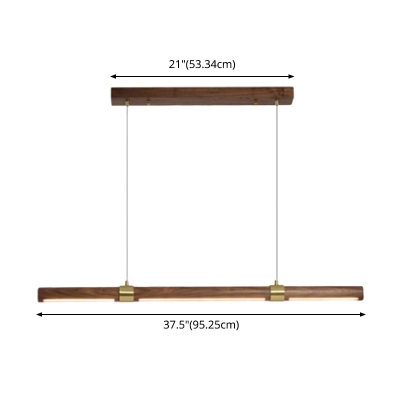 Modern Wood Pendant Light Linear Ceiling Fixture 47.5