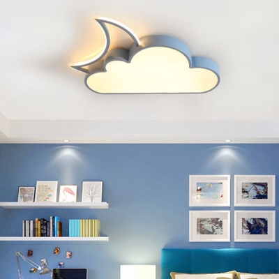 Moon and Cloud Flush Light Nordic Acrylic Kids Bedroom 24.5
