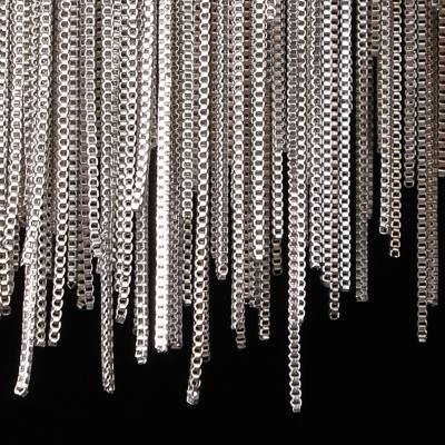 Silver Tassel Chandelier Postmodern Metal LED Hanging Light Fixture for Living Room