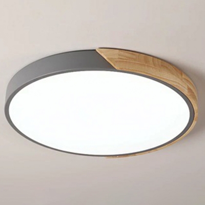 Splicing Circle Ultrathin Ceiling Lamp Macaron Acrylic Living Room LED Flush Mounted Light in Wood