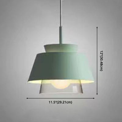 Trapezoid Shape Metal Pendant Light 11.5 Inchs Wide Single Light with Clear Glass Shade for Bedroom