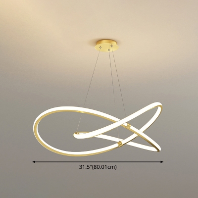 Twisting Metal Pendant Lamp Simplicity LED Ceiling Chandelier Light for Restaurant
