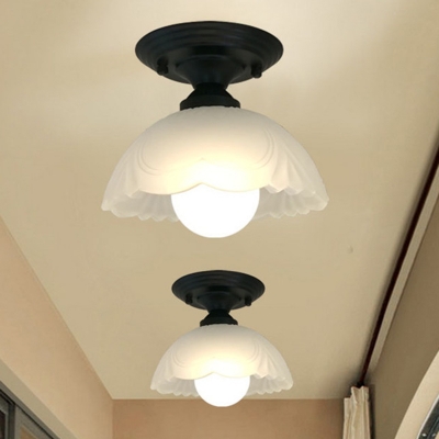 Black Mount Lamp with Glass Shade Vintage 1 Light Flush Ceiling Light for Bedroom Living Room
