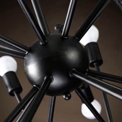 Spider Pendant Lighting Industrial Style Iron for Bedroom Living Room Ceiling Chandelier in Black