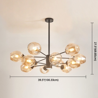 Abstract Multi Arm Chandelier Post Modern Clear Glass Sphere LED Chandeliers  Dining Restaurant Bar LED Branch Pendant Lighting