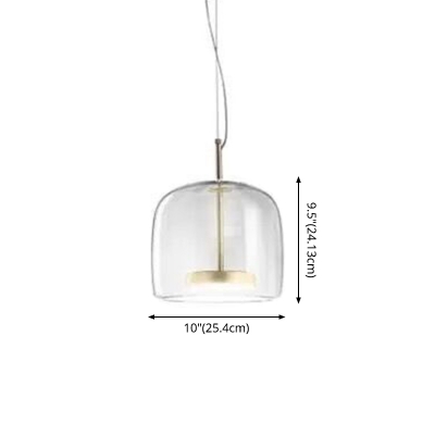 Brass Finish Single Pendant Lamp 1 Light Nordic Style Glass Shade Restaurant Hanging Lighting