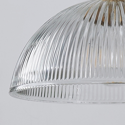 Clear Glass Dome Shade Hanging Light Fixture Macaron Brass Finish Single Pendant Lamp