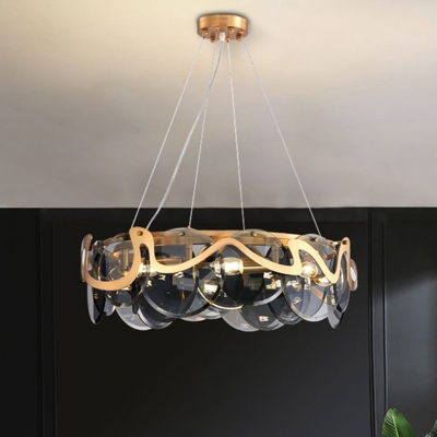 Contemporary Brass Light Luxury Island Lamp Living Room with Glass Shape