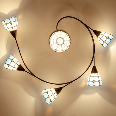 Metal Twist Arm Semi Flush Light 12 Inchs Height Rustic Ceiling Light for Bedroom Living Room