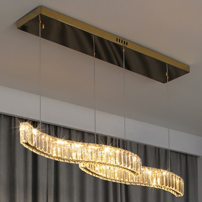 Parallel Crystal Hanging Pendant Contemporary Brass LED over Island Lighting in 3 Colors