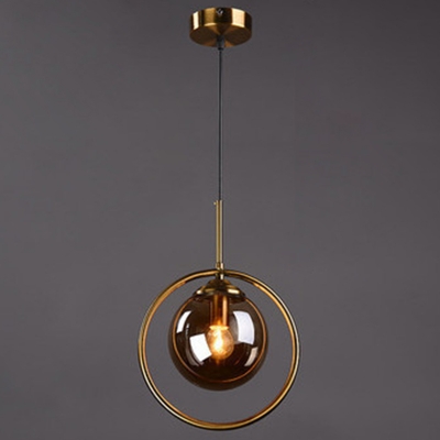 Postmodern Spiral Ceiling Light Ball Glass Dining Room Multi Light Pendant in Brass Finish