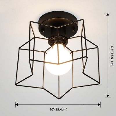 Retro Industrial Style Ceiling Light Fixture Metal Ceiling Mount with 1 Light Metal Cage Shade Semi Flush for Restaurant