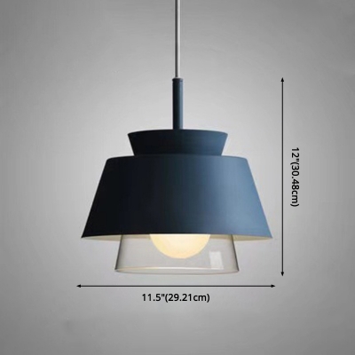 Trapezoid Shape Metal Pendant Light 11.5 Inchs Wide Single Light with Clear Glass Shade for Bedroom