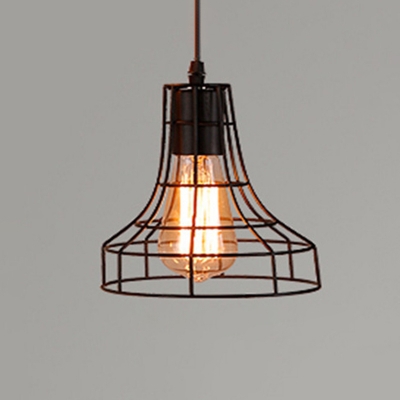 Vintage Industrial Rustic Metal Single Light LED Pendant Light Ceiling Lamp Shade for Warehouse in Black
