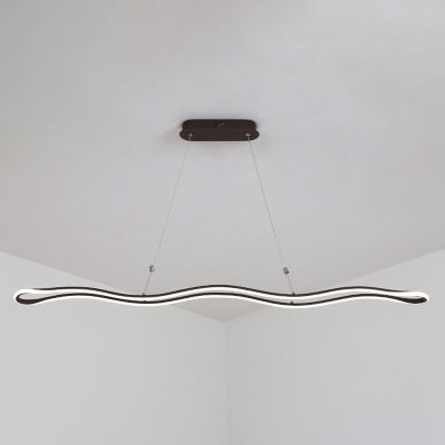 Acrylic Wavy Round Island Light Fixture Minimalist LED Hanging Ceiling Light