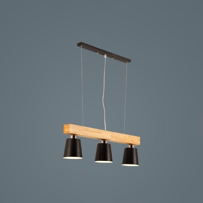 Barrel Dining Room Island Pendant Metal Shade Postmodern Wood Hanging Light Fixture
