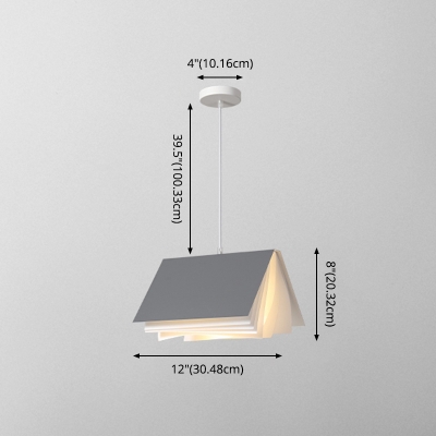 Book Shape Pendant Lamp Contemporary 1 Light Suspended Light for Bedroom