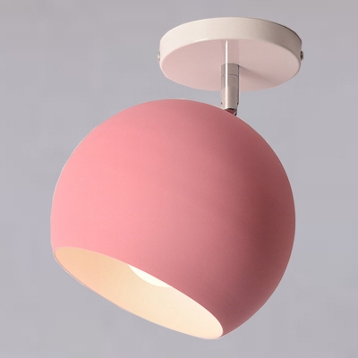 Dome LED Ceiling Light Kid's Metallic Semi Flush Mount Ceiling Lamp for Baby Room