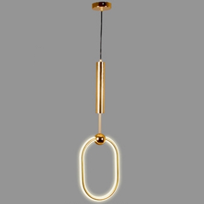 Gold Finish Ring LED Pendant Lights Post Modern Metal Single Light Hanging Fixture for Bedroom Restaurant