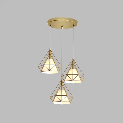 Industrial Vintage Pendants 3 Lights with 39.5 Inchs Height Adjustable Multi Light Pendant with Metal Cage