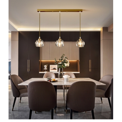 Kitchen Pendant Light Crystal 25 Inchs Wide Minimalist Suspended Lighting Fixture in Gold