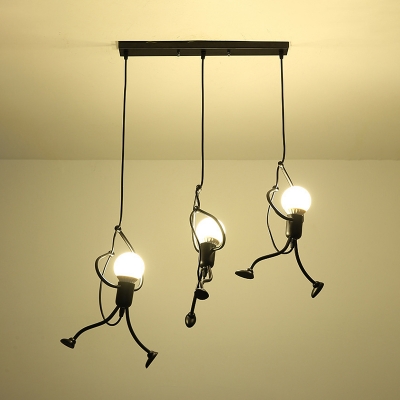 Metallic Comic Man Pendant Light Novelty Modern Black Hanging Light Fixture for Bedroom