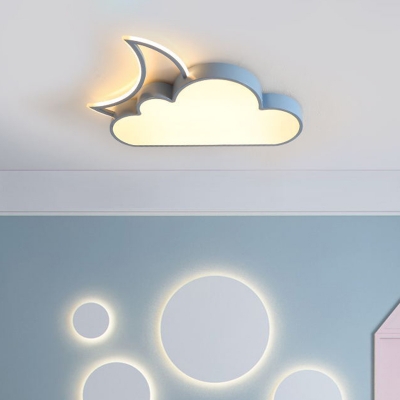 Moon and Cloud Flush Light Nordic Acrylic Kids Bedroom 24.5