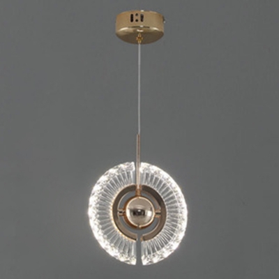 Nordic Stylish Ring Hanging Light with Crystal Pendant Light 8 Inchs Wide for Bedroom