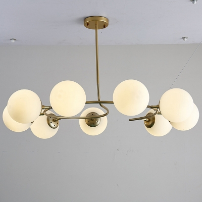 Postmodern Chandelier Metal Circle Ceiling Pendant with Bubble Frosted Glass Shade for Living Room