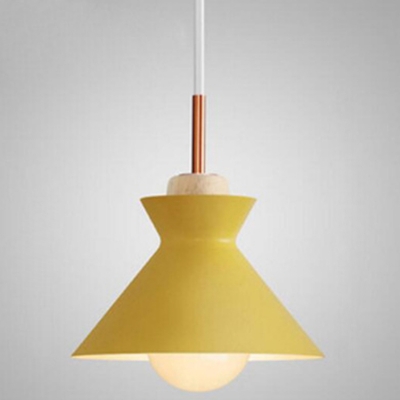 Single Light Hanging Pendant Lamp Macaron Metal Shade Drop Light for Dining Room