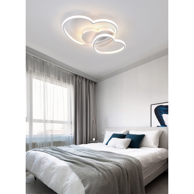 Stacked Metal Frame LED 1-Light Flushmount Light Acrylic Hearts Form Kids Bedroom Flush Mount Ceiling Fixture