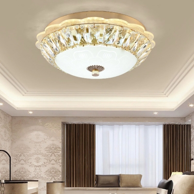 White Glass Ceiling Light Modern Gold LED Flush Mount Light in White Light for Living Room Dining Room