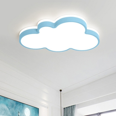 1-Light Metal Shell LED Kids Bedroom Flushmount Ceiling Light Acrylic Cloud Form Simple Flush Mount Light