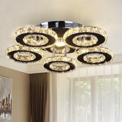 Crystal Ring Flush Mount Contemporary LED Stainless-Steel Flush Ceiling Light for Living Room