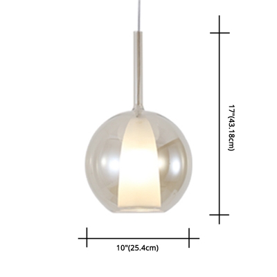 Hanging Light Nordic White Glass Dining Room Pendant with Globe Shade Outside