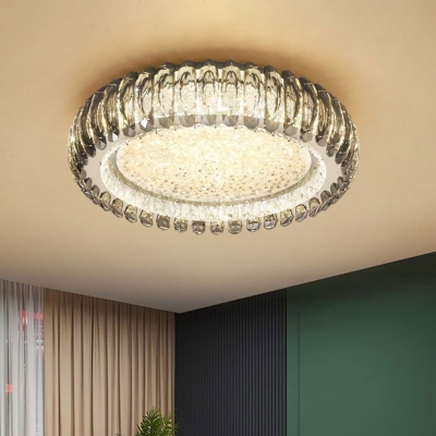 Ring Flush Mount Light Crystal Strand Simple Style Ceiling Lamp for Living Room