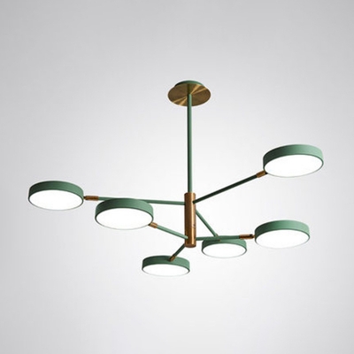 Round Shape Chandelier Light with Radial Design Metallic Led Modern Ceiling Pendant Light