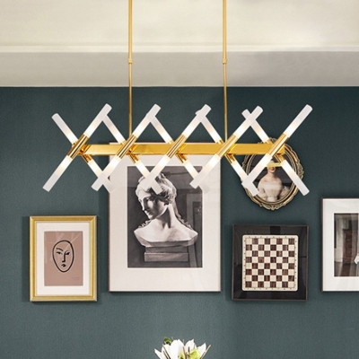 2-Layer Tubular Chandelier Simple 40 Lights Metallic Ceiling Pendant Lamp for Living Room