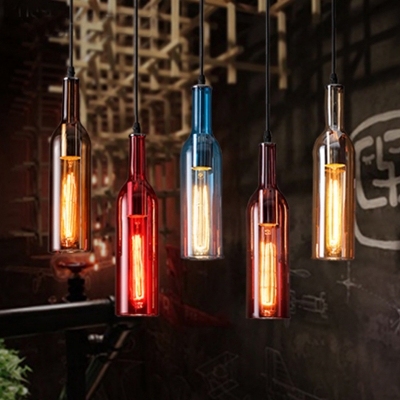 5-Light Multi-Pendant Pendulum Light Industrial Clear Glass Hanging Lamp