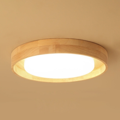 Nordic Circle Flush Ceiling Light 2 Inchs Height Wooden Bedroom LED Flushmount Lighting