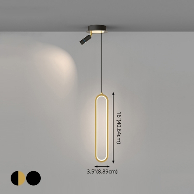 Oval Bedside Pendulum Light Metallic Modern LED Ceiling Pendant for Bedroom