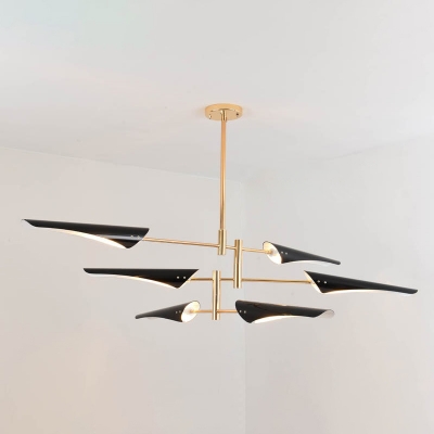 Triangle Chandelier Modern Fashion Metal Decorative Hanging Ceiling Lamp in Black
