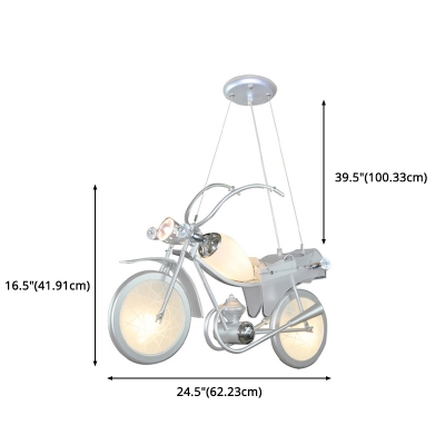 4 Light Creative Pendant Glass Motorcycle Shade Circle Metal Ceiling Mount Multi Light Pendant for Kids Bedroom