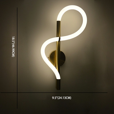 Accent Post Modern Lighting Led Curved Wall Lighting Brass Arcylic Shaped Wall Sconce