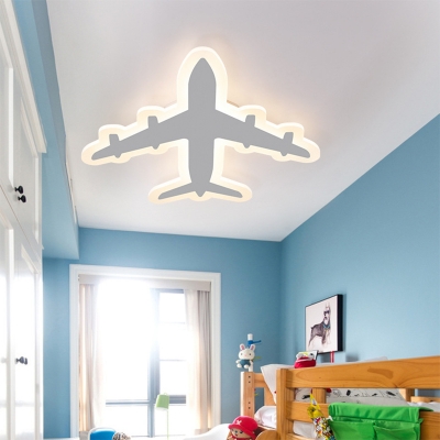 Acrylic Airplane Flush Mount Ceiling Light 19.5 Inchs Wide Contemporary LED Flushmount Ceiling Lamp in White