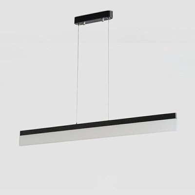 Acrylic Black Shade Linear Island Light 3 Inchs Height Modern Living Room LED Island Fixture