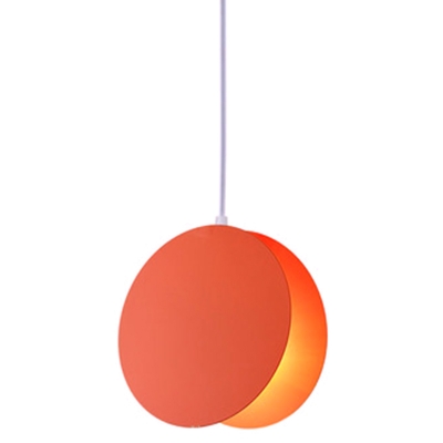 Circle Iron Shade Pendant Nordic Dining Room Macaron 1-Bulb Hanging Lamp