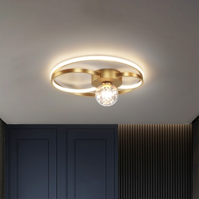 Contemporary LED Flush Mount Ceiling Light Fixture Metallic Round Close To Ceiling Lighting for Kitchen